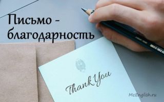 Письмо благодарность на английском языке — Thank you letter