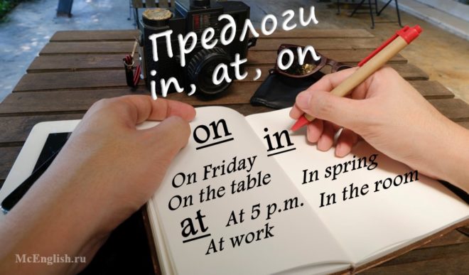 Предлоги in at on