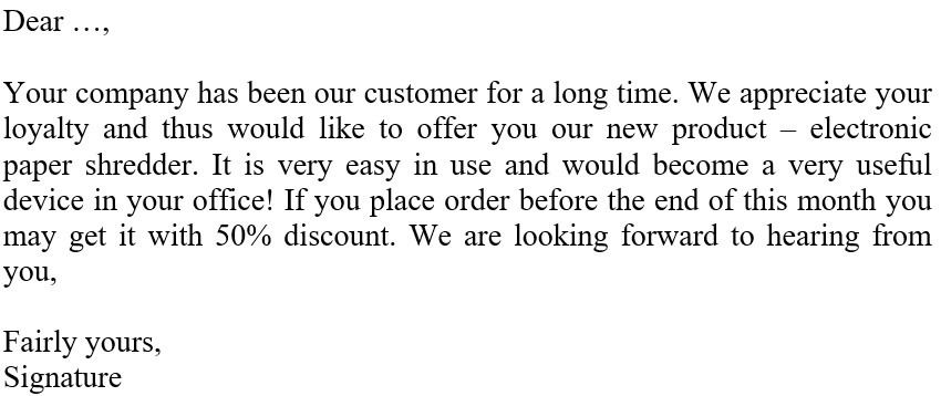 commercial offer example